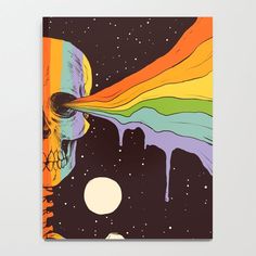 a book with an image of a skull in the background and dripping paint on it