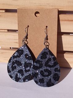 Black Leopard Print, Cheetah Print Earrings, Glitter Leopard Print Earrings, Animal Print Earrings, Leopard Print Earrings, Leopard Print Black Glitter Jewelry For Party, Handmade Black Teardrop Earrings For Party, Sparkling Black Earrings For Party, Animal Print Earrings, Black Leopard Print, Glitter Earrings, Black Leopard, Cheetah Print, Mother’s Day