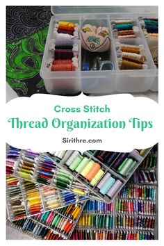 an organized box filled with crochet thread and other crafting supplies for kids