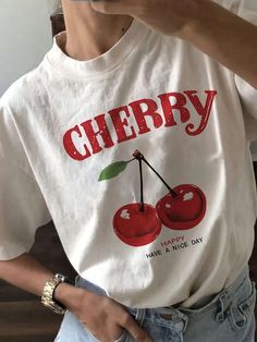 Vintage Shirt Design, Cherry Print, Summer Patterns, Summer Floral, Casual Streetwear, Casual Top, Plus Size Casual, Christmas Women, Top Pattern