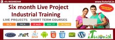 the banner for six month live project industrial training with two people smiling and holding a laptop