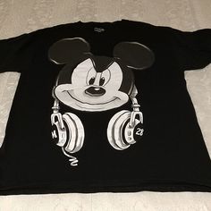 Mickey Mouse Dj Mickey Tee-Shirt. Official License Mickey Mouse Men's Features Mickey Wearing Headphones On The Front.100 Percent Cotton, L/G (42/44) Excellent Condition Nwot Black Mickey Mouse Short Sleeve T-shirt, Black Mickey Mouse Short Sleeve Shirt, Black Short Sleeve Mickey Mouse Shirt, Casual Black Mickey Mouse T-shirt, Mickey Shirts, Mickey Mouse Tshirt, Toddler Tees Boy, Buzz Lightyear Costume, Disney Sleeve