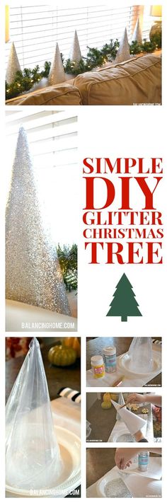 simple diy glitter christmas tree with instructions to make it