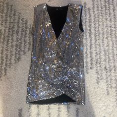 Size Medium. No Tags But Never Worn. Deep V Neck Cut And Detail On Front Side Leg Zara Dresses, Sequin Dress, Zara, Colorful Dresses, Womens Dresses, Dresses, Women Shopping, Color