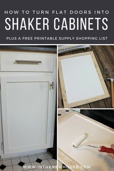 how to turn flat doors into shaker cabinets plus free printable supply shopping list