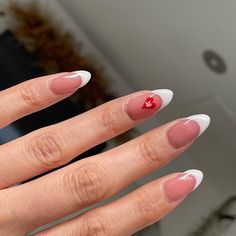 French Manicure With Initial, Nails With Hidden Initials Acrylic, Initial Valentines Day Nails, Initial Nails Valentines Day, Initials Nails Boyfriend, Valentines Initial Nails, Valentines Nails Initials