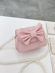 Girls Bow Decor Quilted Crossbody Bag Pink    PU Leather Crocodile Print Square Bag   Kids Bags & Luggage, size features are:Bust: ,Length: ,Sleeve Length: Classy Purses, Kids Purse, My Style Bags, Girly Bags, Cute Handbags, Girls Purse, Quilted Crossbody Bag, Girly Accessories, Fancy Bags