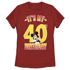 a red shirt with mickey mouse on it's birthday