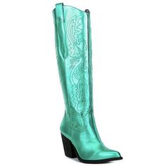 Gb Gianni Bini Butter-Fly Metallic Cowboy Western Boots Designer's Color: Emerald (Metallic) Condition: New Without Box / Never Worn From Gb, The Butterfly Metallic Tall Cowboy Boots Feature: Metallic Leather Upper Embroidery Detailing Inside Zipper Closure Synthetic Lining Synthetic Sole With Butterfly Wing Imprint Approx. 15.3" Shaft Height Approx. 17.1" Shaft Circumference Approx. 3.1" Heel Height Tags: Cute Sexy Comfortable Comfort Comfy Dopamine Dressing Shimmery Shimmering Sparkly Sparklin Western Turquoise Boots For Spring, Turquoise Western Boots For Spring, Green Snip Toe Boots For Spring, Metallic Cowgirl, Fantasy Ethereal, Tall Cowboy Boots, Lug Sole Booties, Tall Brown Leather Boots, Brown Leather Riding Boots