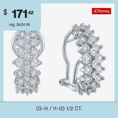 Features: Quick ShipDiamond Clarity: I1-I2Earring Back: OmegaSetting: NickStone Cut: RoundDiamond Color: G-HMetal Color: WhiteEarring Length: 21mmEarring Width: 9.3mmRounded Carat Weight: 1/2 Ct. T.w.Care: Wipe CleanStone Type: 52 Lab Grown DiamondAuthenticity: Lab Grown DiamondBirthstone: April BirthstoneEarrings Style: Hoop EarringsMetal: Sterling SilverCountry of Origin: Imported White Clip-on Hoop Earrings, Earrings Hoop, White Diamond, Lab Grown, Lab, Hoop Earrings, Sterling Silver, Silver, White