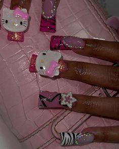 Nail Piercing, What The Duck, Cute Acrylic Nail Designs, Y2k Nails, Dope Nail Designs, Pretty Gel Nails