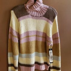 New Retro Brand Turtleneck Sweater Size L Retro Pink Sweater For Fall, Retro Sweaters, Cowl Sweater, Retro Sweater, Grey Leopard Print, Cashmere Sweater Women, Retro Brand, Cowl Neck Long Sleeve, Sleeveless Turtleneck