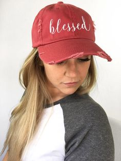 Embroidered Baseball Caps | 5 Words! Hat Winter Outfit, Fall Blouses, Quick Silver, Distressed Baseball Cap, Hats Winter, Fall Blouse, Custom Caps, Baseball Pants