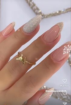 Sylwester Nails, Pink Winter Nails Short, Brown Acrylic Nails, Pink Ombre Nails, Classy Nail Designs, Ombre Nails Glitter, Beauty Nails Design, Nail Art Designs Videos