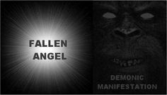 the cover art for fallen angel, demonic manifestation and an image of a demonic