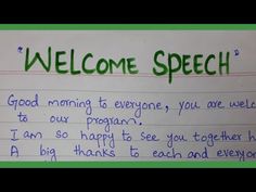 a handwritten welcome speech written in cursive writing on a piece of paper