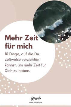 a poster with the words mein zeit fur mich in german and an image of waves