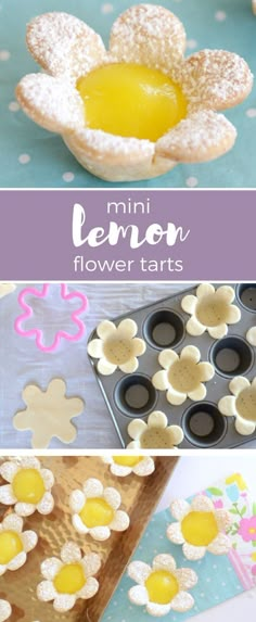 mini lemon flower tarts in the process of being made