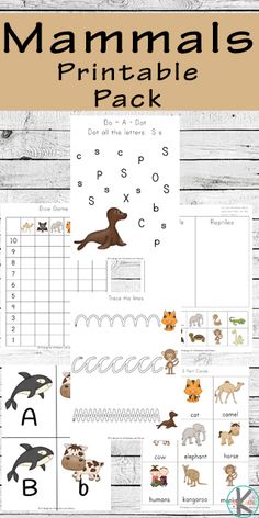 the printable pack includes animals, letters and numbers for children to practice their handwriting skills