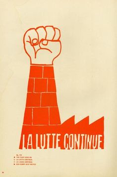 an orange and white poster with the words la lutte contintuf on it