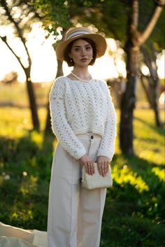 Our creamy cardigan sweater jumper is available in our Etsy shop. Click to purchase! Looking for a classy look? Creamy Sweater will be helpful. It available in out Etsy shop. #classy #creamy #sweater #cardigan #jacket #knitting #crochet #winter #look #instalook #instacool #sustainablity #slowfashion #vegan #outfit #ideas #art #crafting #diy #etsy #etsyseller #etsyfinds #jumper #handmade #woman #aesthetic #ａｅｓｔｈｅｔｉｃ #instamood #instafashion Elegant Long Sleeve Knitted Sweater, Outfit Ideas Art, Vegan Outfit, Cozy Clothing, Woman Aesthetic, Cardigan White, Crochet Winter, Handmade Knit, Sweater Jumper