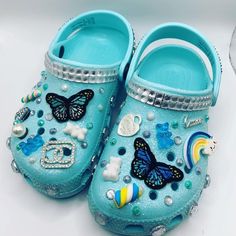 Customized Crocs Shoes, Blue Crocs, Christmas Decorations Diy