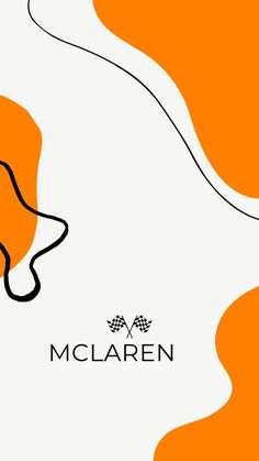 an orange and white abstract background with the word mcclarren written in black on it