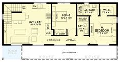 the floor plan for a two story house with three bedroom and an attached kitchen area