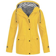 Category:Outerwear,Jacket; Season:Winter,Fall,Spring; Fabric:Polyester; Sleeve Length:Long Sleeve; Look After Me:Clean With Wet Towel,Hand wash; Gender:Women's; Size Suggestion:standard size, select your usual size; Style:Basic,Sporty; Elasticity:Micro-elastic; Occasion:Sports  Outdoor; Age Group:Adults; Details:Lined; Outerwear Length:Regular; Closure Type:Buckle,Zipper; Placket:Zipper; Fit Type:Regular Fit; Function:Waterproof,Digital,Windproof,Quick Dry; Pattern:Solid Colored; Design:Pocket,Z Winter Raincoat With Drawstring Hood, Hooded Raincoat For Cold Weather, Yellow Double-lined Hooded Outerwear For Fall, Casual Winter Parka For Rainy Weather, Hooded Parka For Rainy Fall Weather, Casual Yellow Parka For Fall, Fall Hooded Parka For Rainy Weather, Waterproof Long Sleeve Hooded Jacket For Fall, Fall Outdoor Raincoat With Adjustable Hood