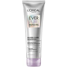 L'Oreal Paris EverPure Silver hair care system with peptides strengthens and nourishes natural, mature, or color treated, gray and silver hair while revitalizing shine. Use our EverPure Purple Shampoo and Conditioner 1-3 times per week for extra toning power. 100% Sulfate Free Shampoo and Conditioner, Paraben Free, No Harsh Salts, No Harsh Surfactants, Gluten Free*, Vegan Formula**. Validated by Colorists. Safe to use as daily hair care regimen. Our formulas are especially gentle on color treate Gray And Silver Hair, Sulfate Free Shampoo And Conditioner, Silver Hair Shampoo, Best Purple Shampoo, Grey Hair Care, Shampoo For Gray Hair, Purple Shampoo And Conditioner, Silver Shampoo, Good Shampoo And Conditioner