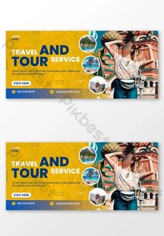 two tickets for travel and tour service with the image of a woman standing in front of a