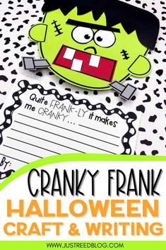 a halloween craft with the words cranky frank written in black and green on it