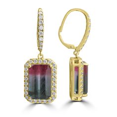 Elevate your stylish look with these exquisite earrings. Crafted with 18K yellow gold, they add luxury to your look. Adorned with emerald-cut Tourmaline and round Diamonds, these earrings are a sophisticated accessory to pair with party outfits. Product Information SKU ADG919142 Metal Type 18K Metal Color Yellow Gold Earring Style - Metal Weight 10.13 Primary Stone Gemstone Name Tourmaline Gemstone Species Tourmaline No. Of Gemstones 2 Gemstone Shape Emerald Cut Gemstone Color Multi Gemstone Grade - Gemstone Clarity Type II Gemstone Weight 18.937 Gemstone Size 15.37x9.98x15.33x9.80 mm Gemstone Treatment - Origin Africa Secondary Stone Gemstone Name Diamond Gemstone Species Diamond No. Of Gemstones 68 Gemstone Shape Round Gemstone Color White Gemstone Grade SI Gemstone Clarity - Gemstone We Demantoid Garnet, Aquamarine Colour, Pink Spinel, Garnet And Gold, Tourmaline Earrings, Green Diamond, Brown Diamond, Blue Zircon, Yellow Gold Earring