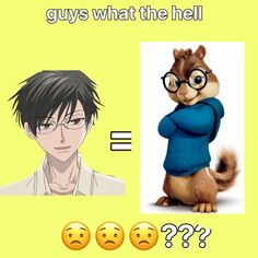 an image of a squirrel with glasses and the caption says guys what the hell?