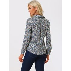 Let your wardrobe blossom with this graceful floral shirt. Whether you're in the office or out on town, this ditsy floral-printed shirt is perfect for any occasion. Wear this shirt out for a breezy look. Pair it with skirts or skinny jeans and high-heeled sandals to finish your look. The graceful floral print makes this blouse a lovely addition to your weekend wardrobe. Floral Print Chiffon Blouse, Floral Print Chiffon, Weekend Wardrobe, Collar Top, Collar Blouse, Women's Shirts, Print Chiffon, Womens Clothing Sizes, Linen Women