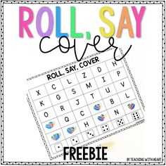 a roll and say cover with the words roll, say covers in rainbow colors on it