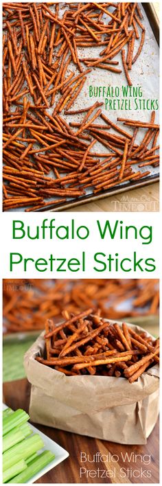 the buffalo wing pretzel sticks are ready to be cooked and put in an oven