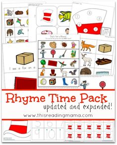 the rhyme time pack is filled with pictures and words to help students learn how to