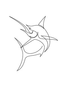 a black and white drawing of a marlin fish