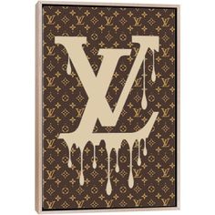 the louis vuitton logo is dripping from it's brown and white paint