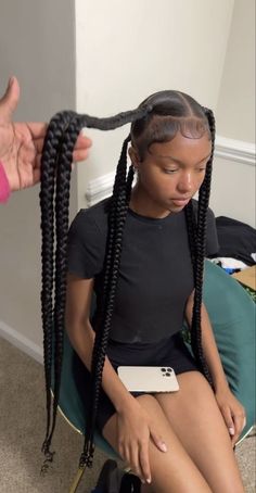 Hairstyles For Black Women Big Forehead, 3 Part Braided Ponytail Hairstyles, Harry Styles For Black Women Braids, Simple Braided Hairstyles With Weave, Birthday Black Hairstyles, Cute And Simple Braided Hairstyles, Jumbo Braids Ponytail, Jayda Wayda Braids 5 Braids Double, 4 Double Braided Ponytail