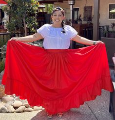 "Mexican Skirts and Blouses for women typical Mexican women skirts and blouses folklore Mexican set Skirt and blouse  Faldas mexicanas de medio vuelo para adulto. This costume comes in two pieces skirt and blouse.  NOTE: this set is a half circle folklore skirt, the long of the skirt is more that a  normal skirt.  be sure about measurements at time that you order. MEASUREMENTS: SMALL BLOUSE: 42'' Inches of circumference chest  21'' Inches long blouse SKIRT: 42'' Inches circumference waist  42\" Traditional Tiered Skirt Dresses For Festivals, Traditional Long Skirt With Ruffles, Traditional Tiered Skirt With Attached Cancan, Traditional Flowy Maxi Skirt, Traditional Tiered Ruffle Skirt, Traditional Long Ruffled Skirt, Folklore Skirt, Mexican Bridesmaid Dresses, Mexican Skirts