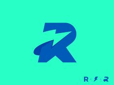 the letter r is made up of blue letters on a green background with black lettering