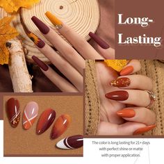 Bring the changing of the seasons to your fingertips with this perfect autumn-winter gel nail polish set! From the vibrant reds of fall leaves, to the frosty blues and whites of winter, express the beauty of nature's palette on your nails.