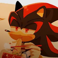 an image of sonic the hedgehog eating sushi