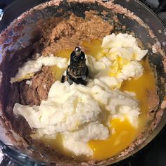 the food in the bowl is ready to be mixed with other ingredients for the dish