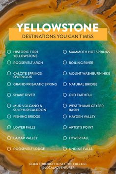 the yellowstone destinations you can't miss list on a tree stump in yellowstone national park