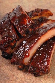 barbecue ribs with bbq sauce on the side