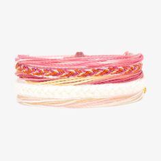 Save 35% on bracelets by purchasing our Strawberry Serenade Friendship 5 Pack ($46 value), featuring5 of our top selling original and braided bracelets!Wear them all together, mix and match your favorite combinations or share with a friend. Every bracelet is unique and hand-made therefore a slight variation in color combination may occur. WaterproofGo surf, snowboard, or even take a shower with them on. Adjustable Wristband For Friendship, Adjustable Pink Stackable Friendship Bracelets, Adjustable Stackable Pink Friendship Bracelets, Stackable Wrap Bracelet For Friendship, Pink Adjustable Wrap Bracelet, Pink Resizable Braided Bracelet, Red Adjustable Bracelets For Everyday, Adjustable Red Bracelets For Everyday, White Adjustable Wrap Bracelet