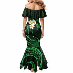 Green Vibe, Island Style Clothing, Polynesian Dress, Lanai Island, Kauai Island, Island Dress, Black Tie Event, Island Style, Mermaid Dress